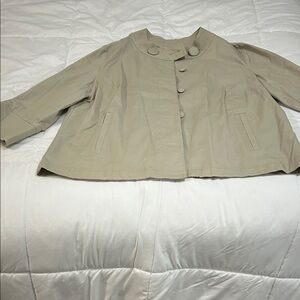 Talbots Light Beige Boxy Short Trench Coat